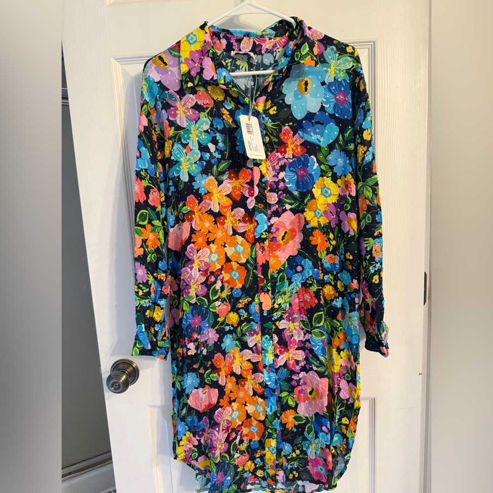 NWT JOHNNY WAS SMALL WILD BLOOM Vibrant Multicolor Floral Button-Front Dress